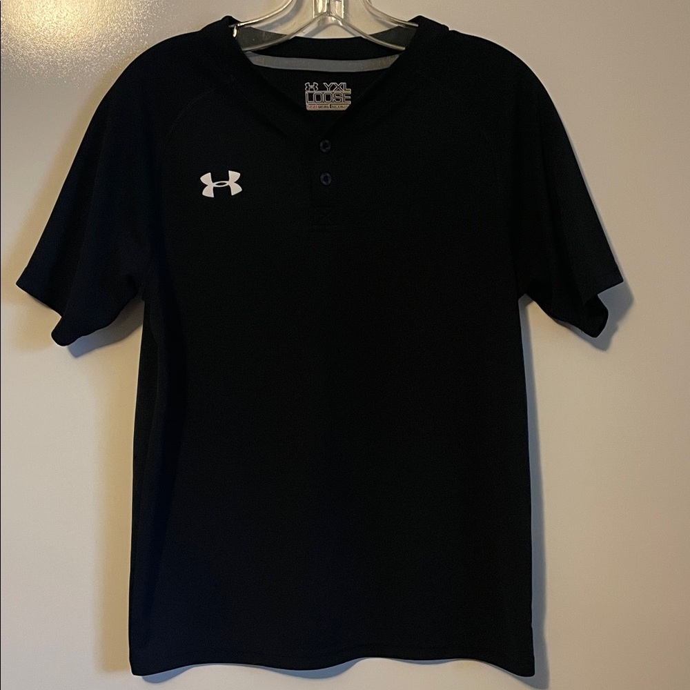 Under Armor Youth Loose Fit Black Henley Tshirt Size YXL